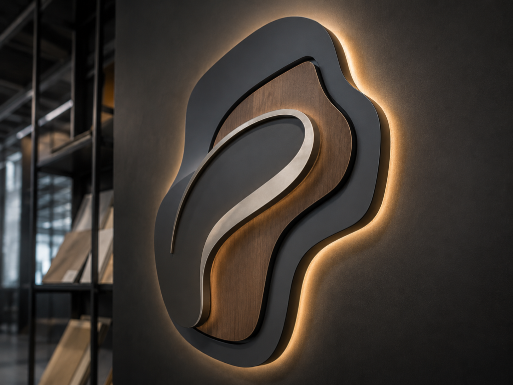 Custom logo and specialty signs manufactured around individual brand artwork