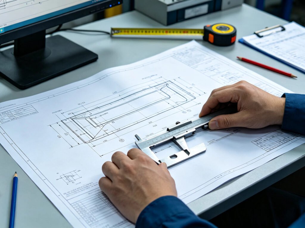 Illustration of sign engineering drawing review before fabrication and installation coordination