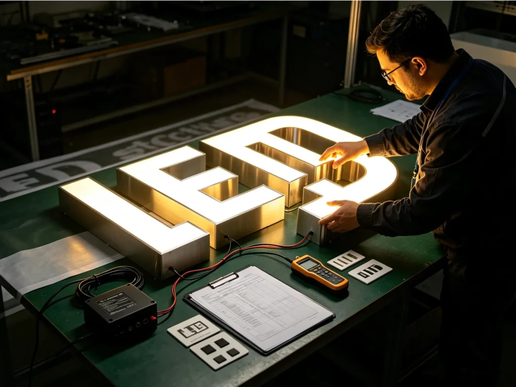 Custom LED sign manufacturing and engineering review for controlled commercial project fabrication