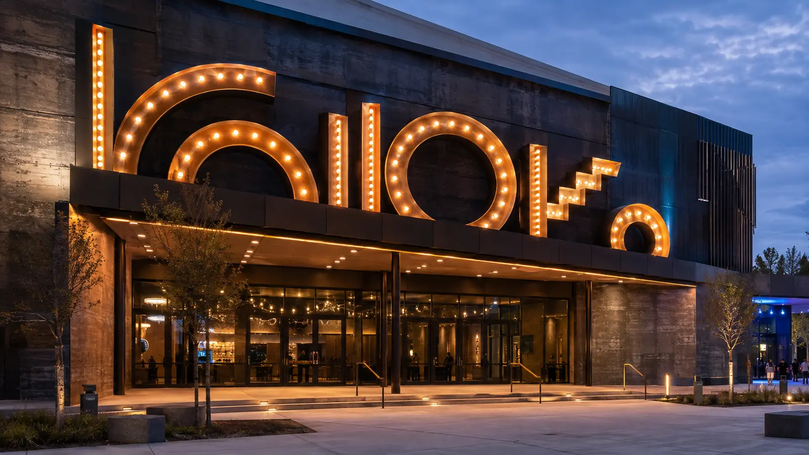 Large illuminated marquee letters for an event environment