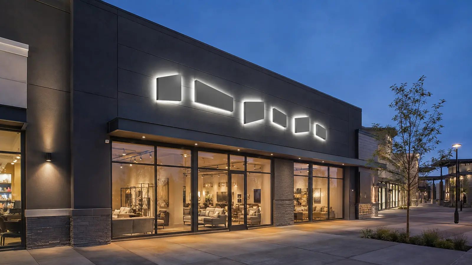 Retail storefront channel letters and logo signage
