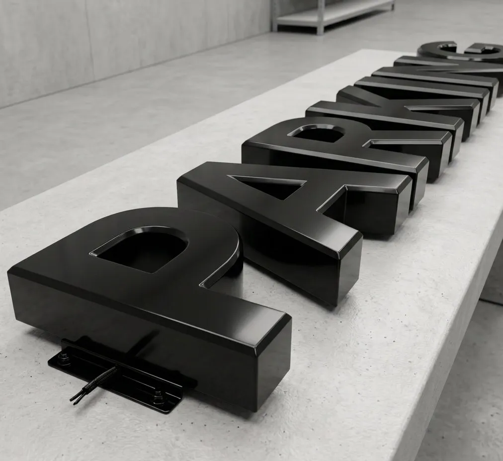 Non-illuminated dimensional letters for corporate reception walls and commercial branding