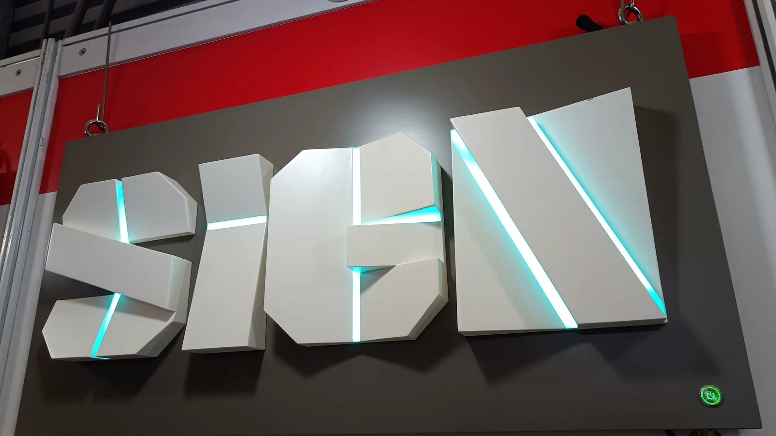 Illuminated channel letter samples displayed by PridLED